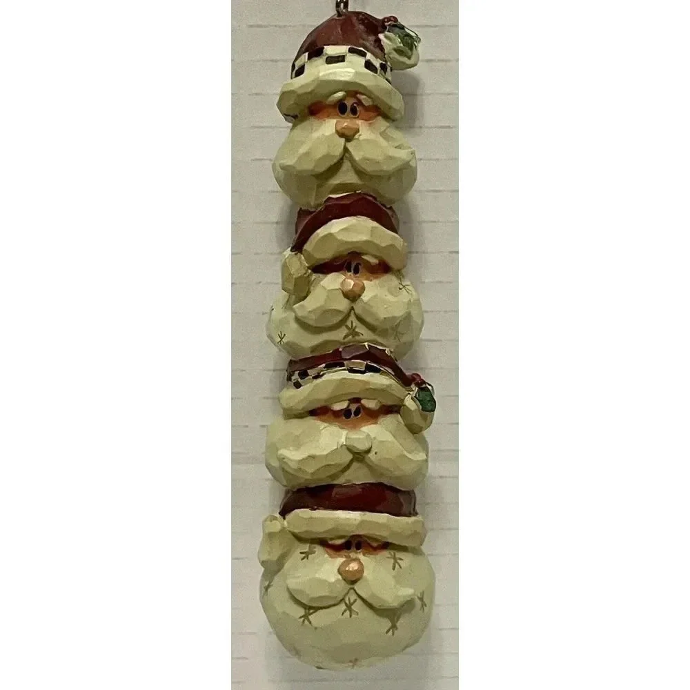 Santa Head Totem Pole Ornament ￼ Christmas Holiday‎ 5 1/4 Inch￼ ￼Unique